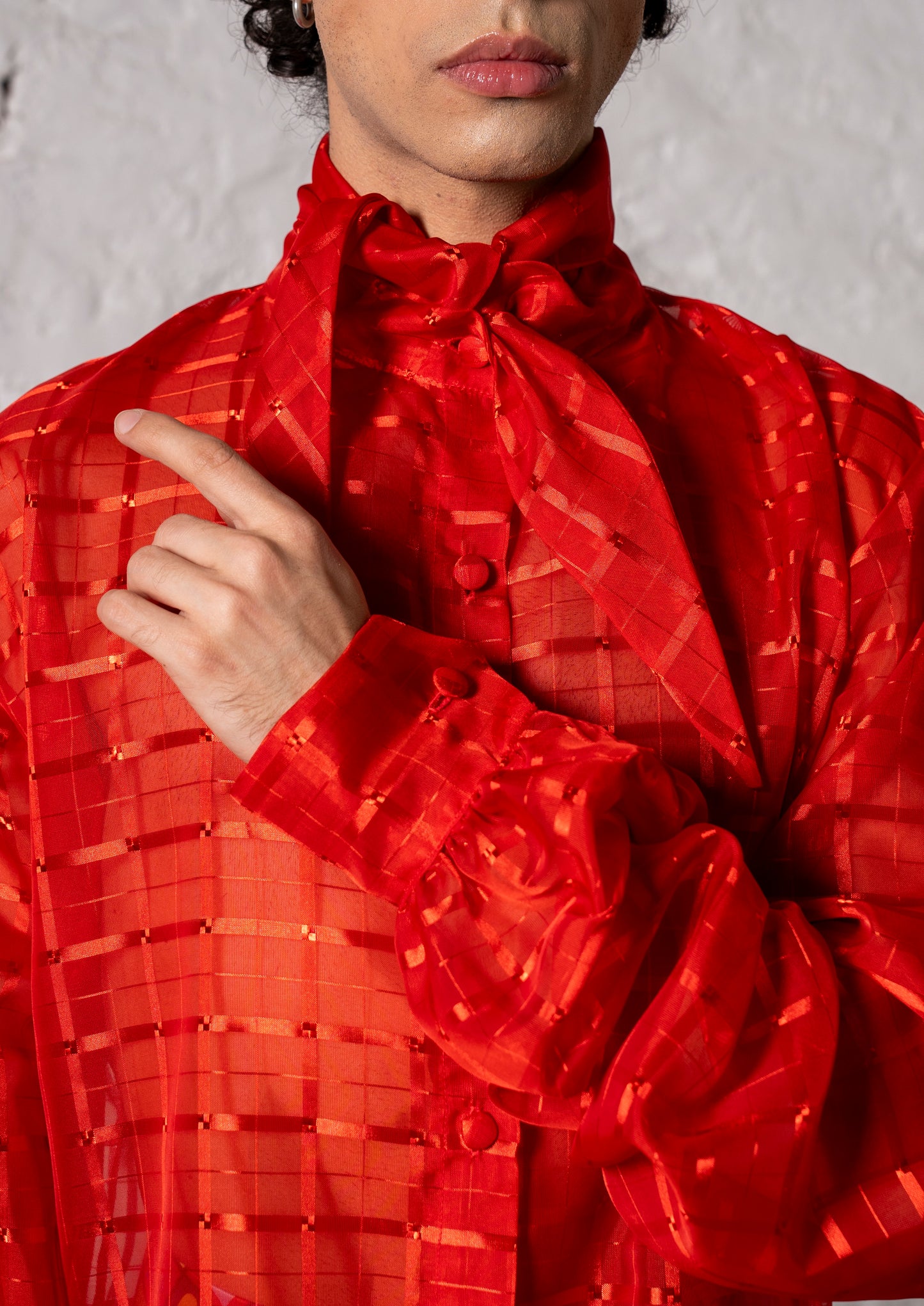 CAMISA PICOS ORGANZA ROJA