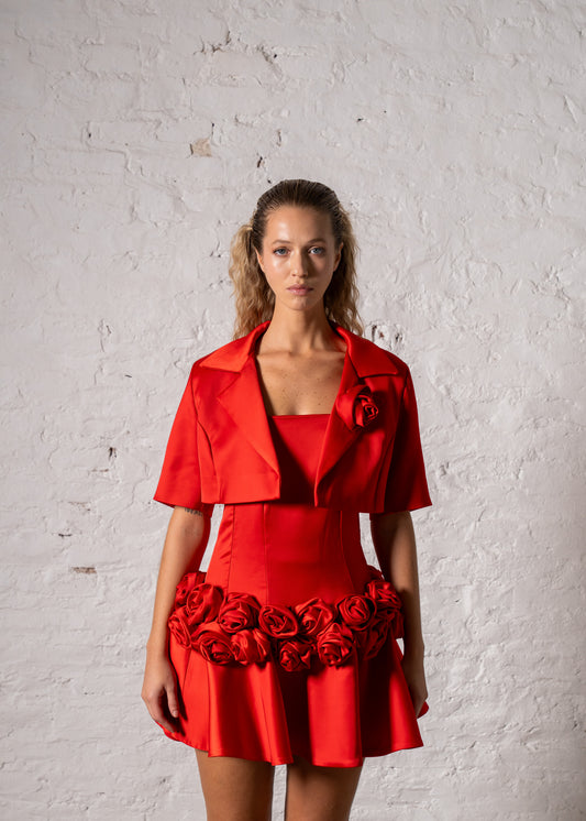 SET ROJO RASO